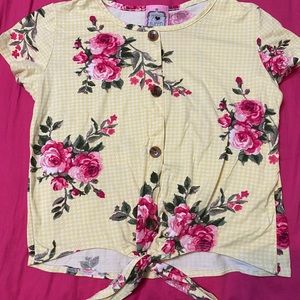 2 Love Tween, flower yellow shirt with buttons